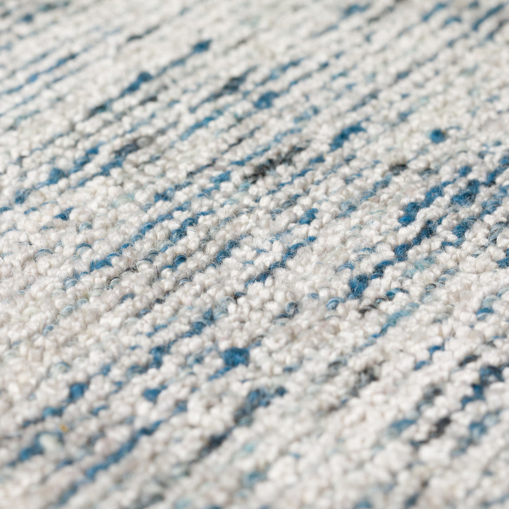 5' X 8' Blue Wool Hand Loomed Handmade Area Rug