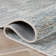 5' X 8' Blue Wool Hand Loomed Handmade Area Rug