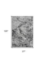 2' X 10' Grey Abstract Area Rug