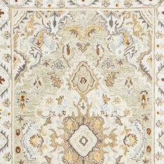 4' X 6' Ivory Beige Gold And Muted Grey Oriental Tufted Handmade Stain Resistant Area Rug