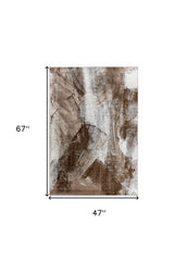 4' X 6' Brown Abstract Area Rug