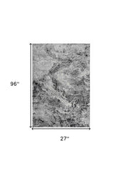 2' X 8' Grey Abstract Area Rug