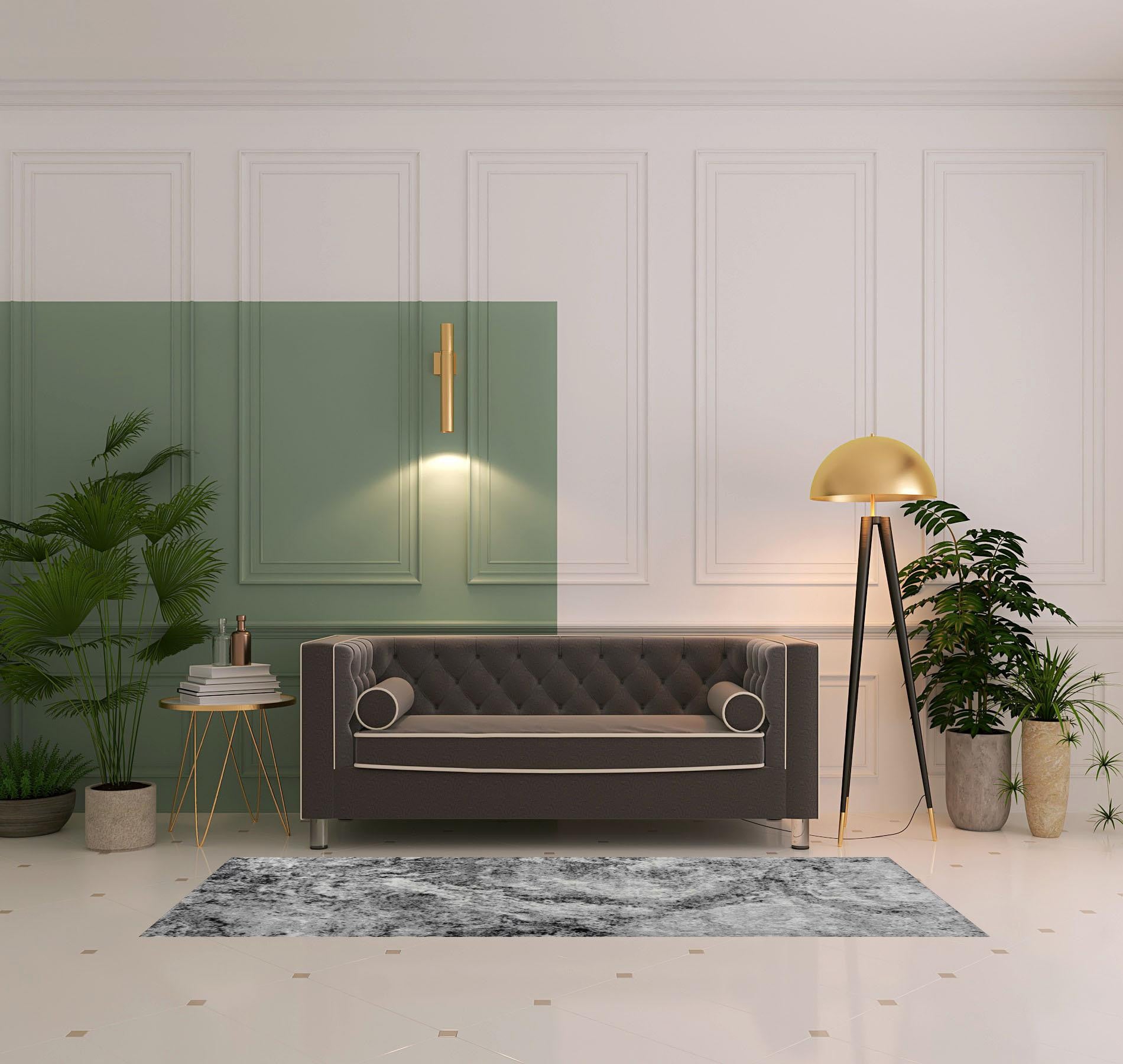 2' X 8' Grey Abstract Area Rug