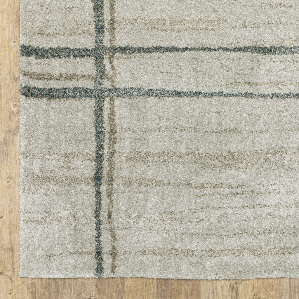 8' X 11' Grey Teal Beige And Tan Geometric Power Loom Area Rug