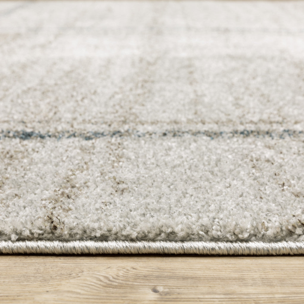 8' X 11' Grey Teal Beige And Tan Geometric Power Loom Area Rug