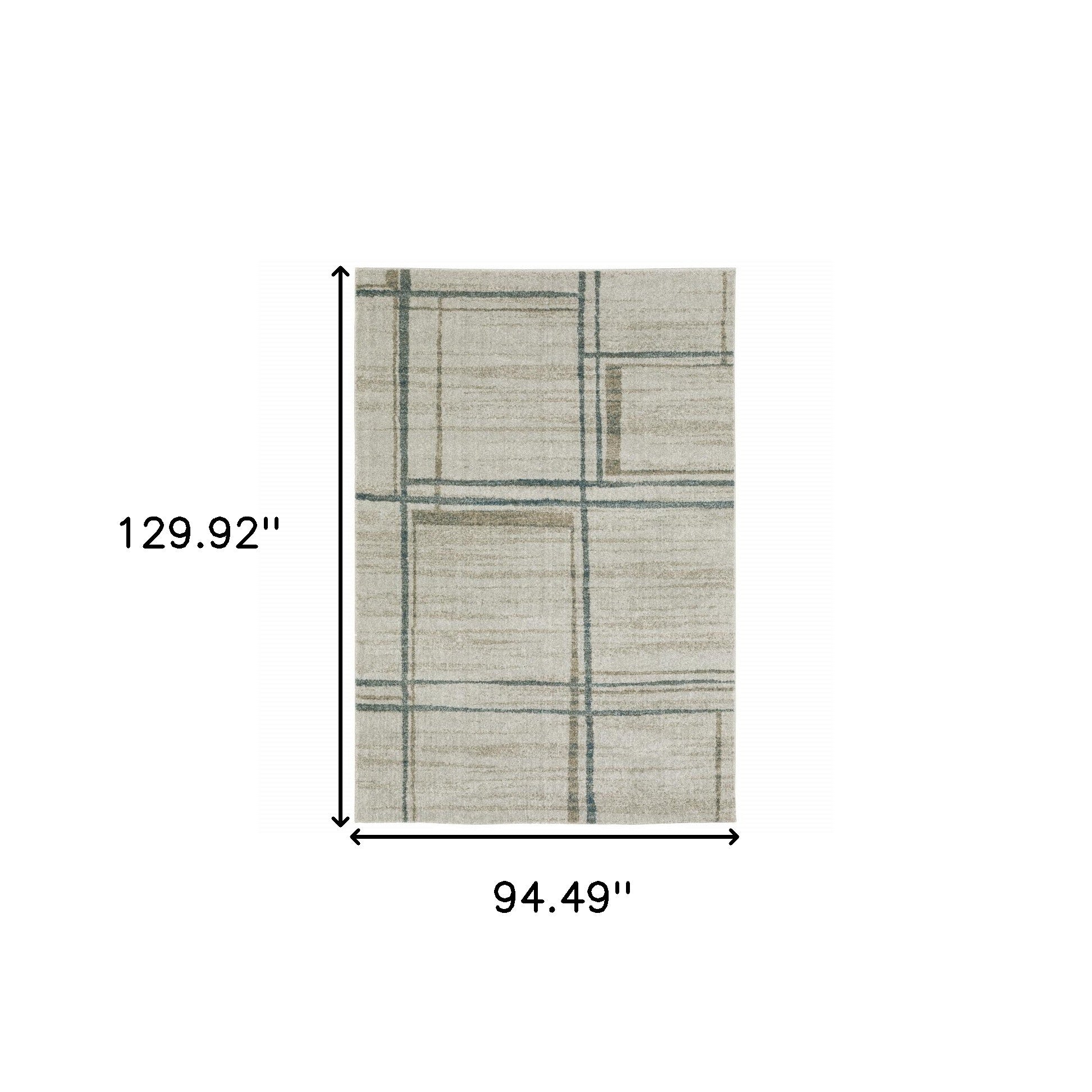 8' X 11' Grey Teal Beige And Tan Geometric Power Loom Area Rug