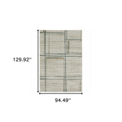 8' X 11' Grey Teal Beige And Tan Geometric Power Loom Area Rug
