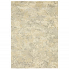 10' X 13' Grey Ivory Beige And Taupe Abstract Power Loom Stain Resistant Area Rug