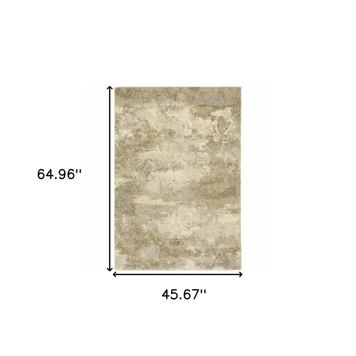 4' x 5' Beige and Gold Abstract Power Loom Area Rug