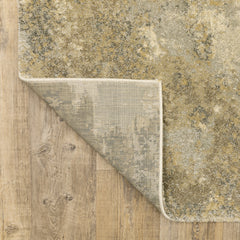 4' x 5' Beige and Gold Abstract Power Loom Area Rug