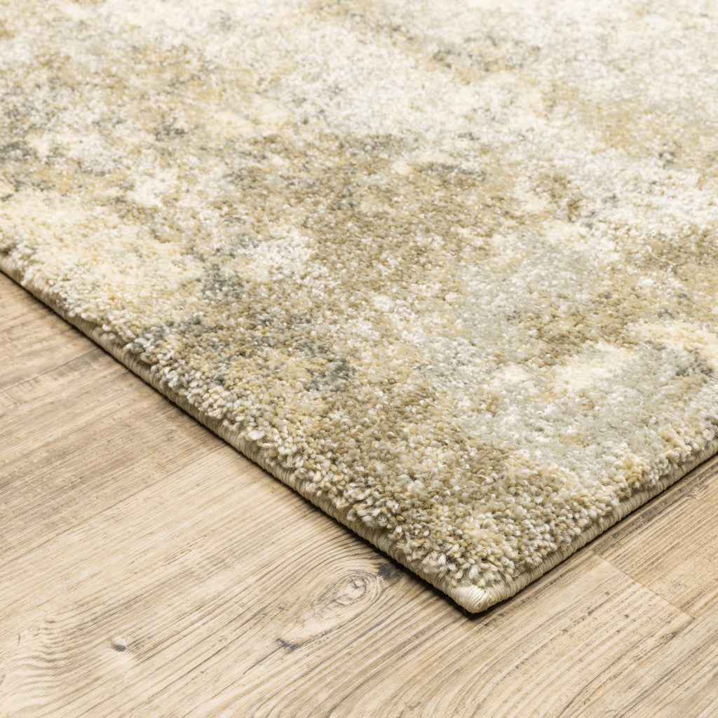 4' x 5' Beige and Gold Abstract Power Loom Area Rug