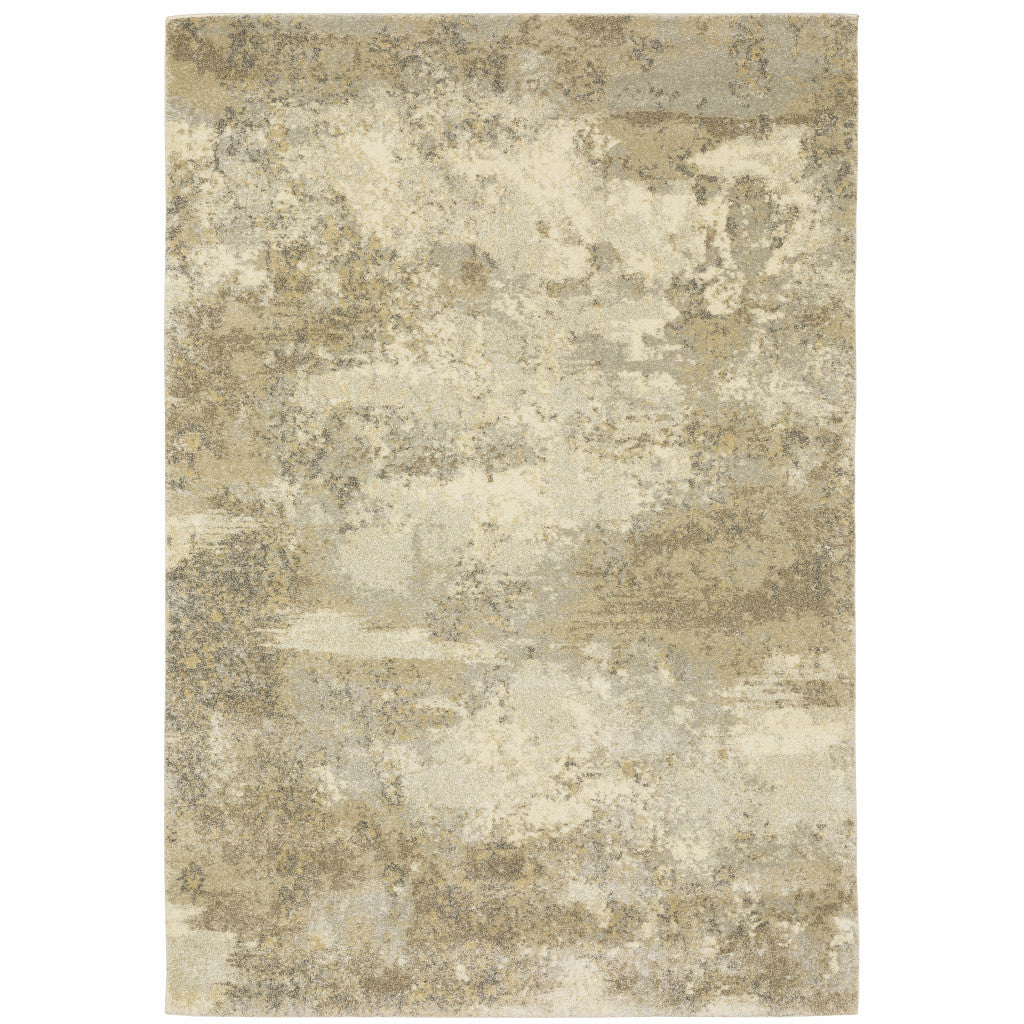 4' x 5' Beige and Gold Abstract Power Loom Area Rug