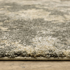 10' X 13' Charcoal Grey Beige And Tan Abstract Power Loom Stain Resistant Area Rug