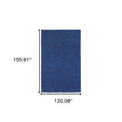 10' X 13' Deep Blue Shag Tufted Handmade Stain Resistant Area Rug