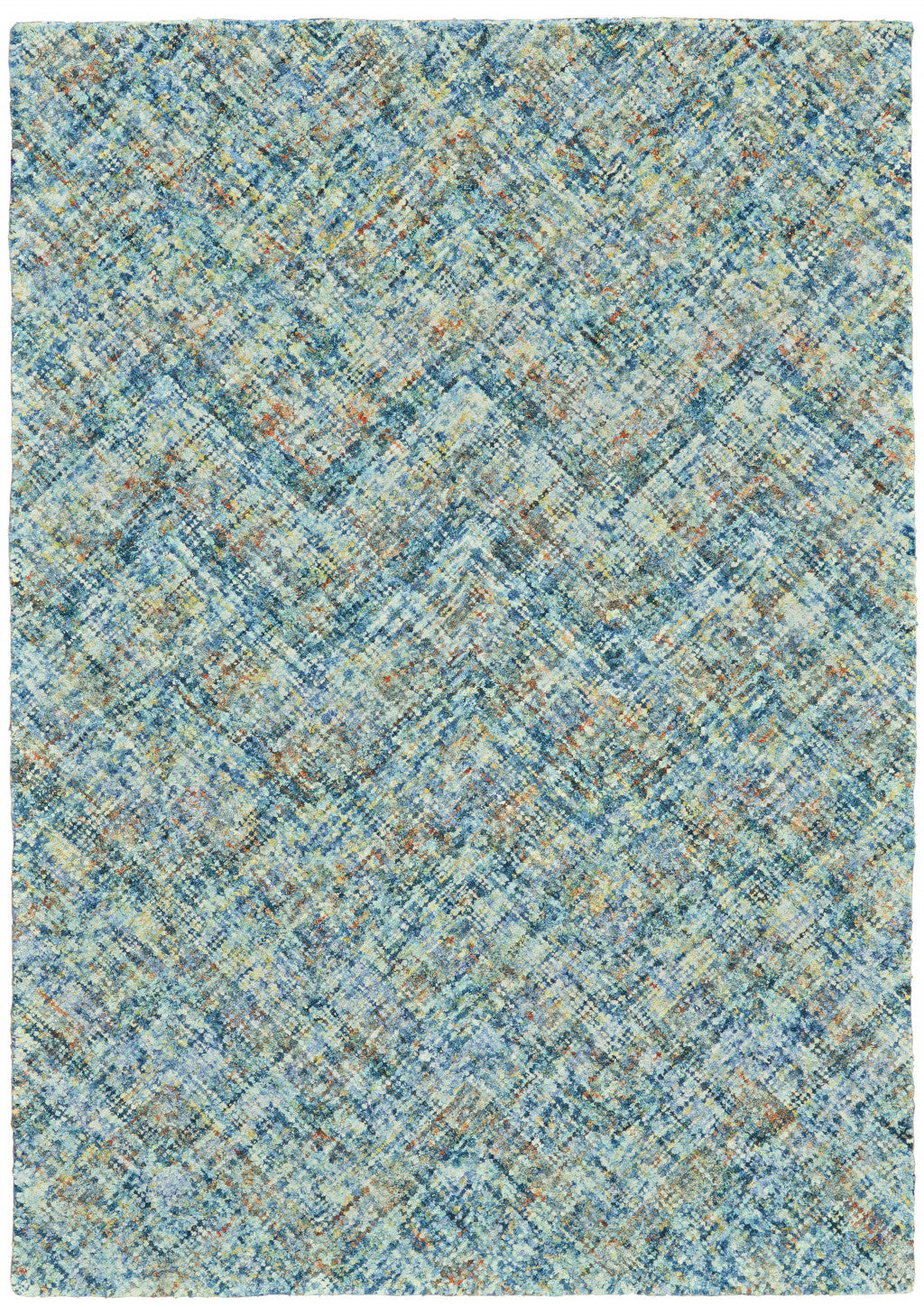 2' X 3' Blue Orange And Ivory Plaid Tufted Handmade Area Rug