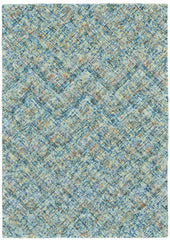 2' X 3' Blue Orange And Ivory Plaid Tufted Handmade Area Rug
