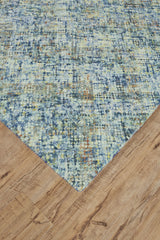 2' X 3' Blue Orange And Ivory Plaid Tufted Handmade Area Rug
