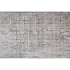 8' Gray and Ivory Abstract Runner Rug