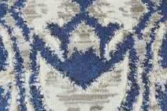 7' X 10' Blue Taupe And Ivory Ikat Distressed Area Rug