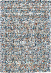 2' X 3' Blue Ivory And Orange Plaid Tufted Handmade Area Rug
