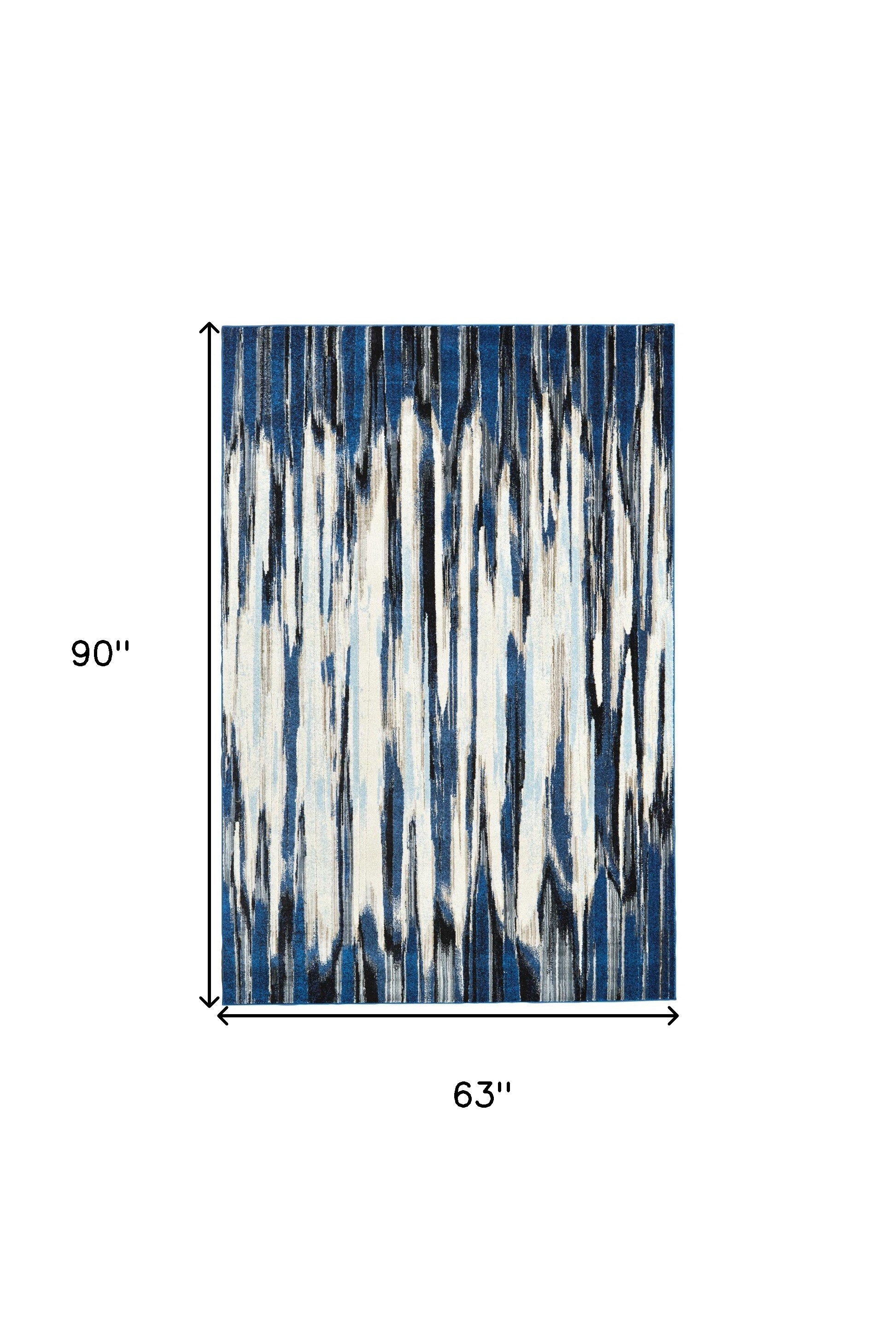 5' X 8' Ivory Blue And Gray Abstract Distressed Area Rug