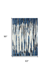 5' X 8' Ivory Blue And Gray Abstract Distressed Area Rug