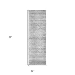 8' Silver Floral Hand Woven Runner Rug