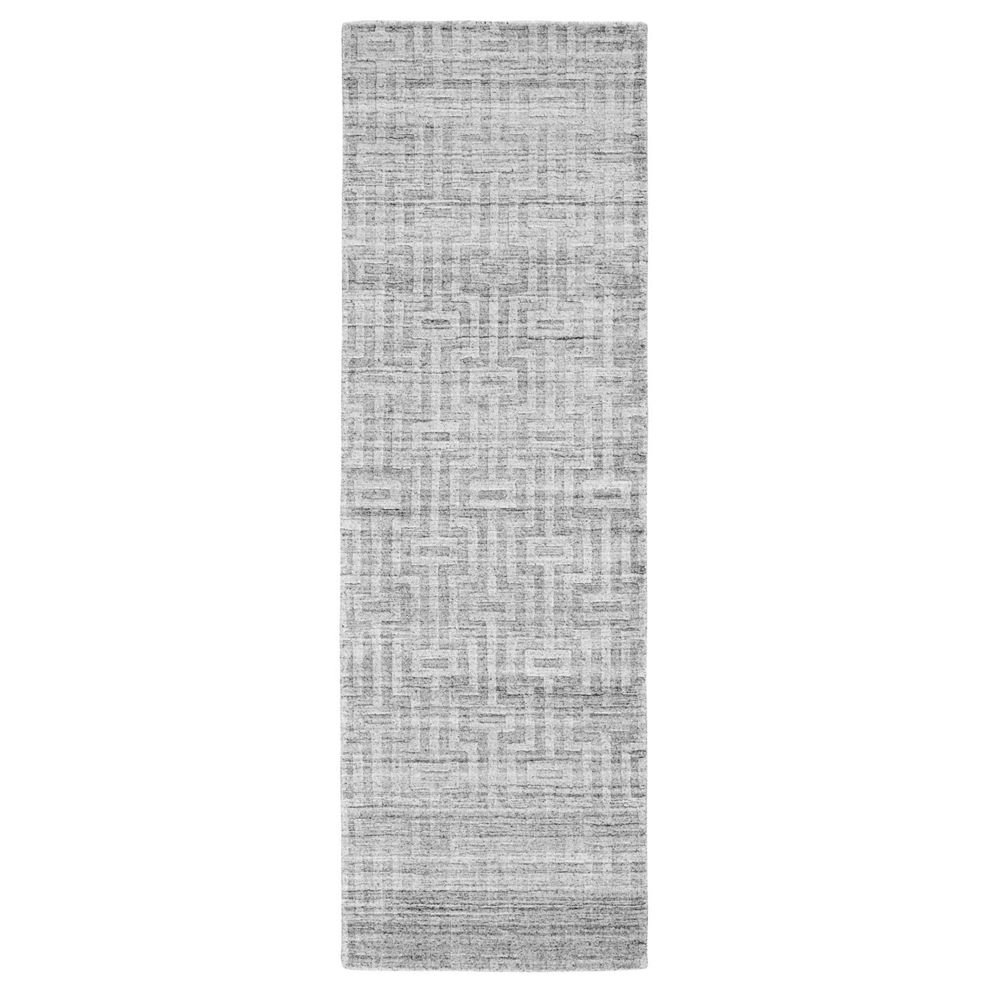 8' Silver Floral Hand Woven Runner Rug
