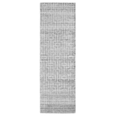 8' Silver Floral Hand Woven Runner Rug