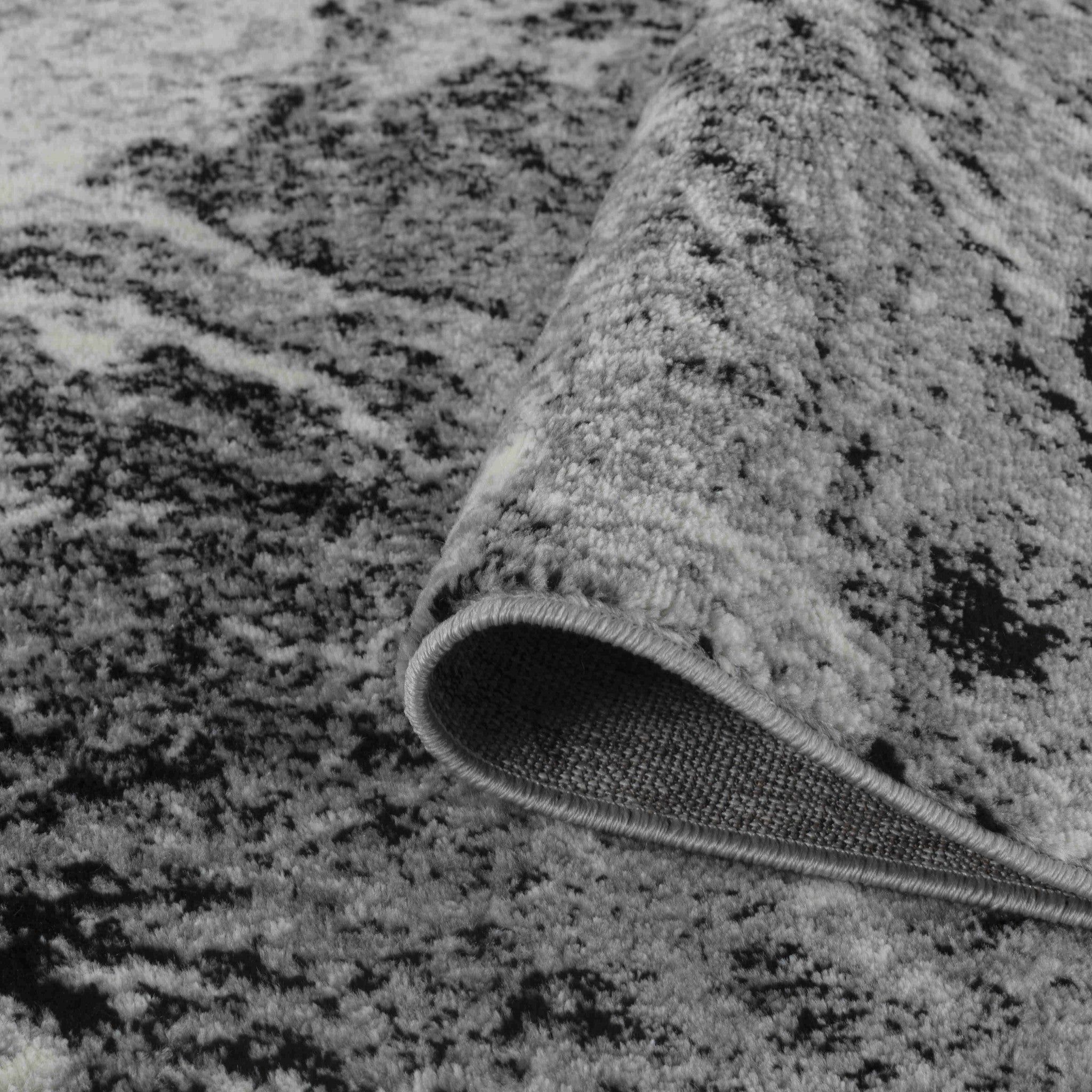 2' X 13' Grey Abstract Area Rug