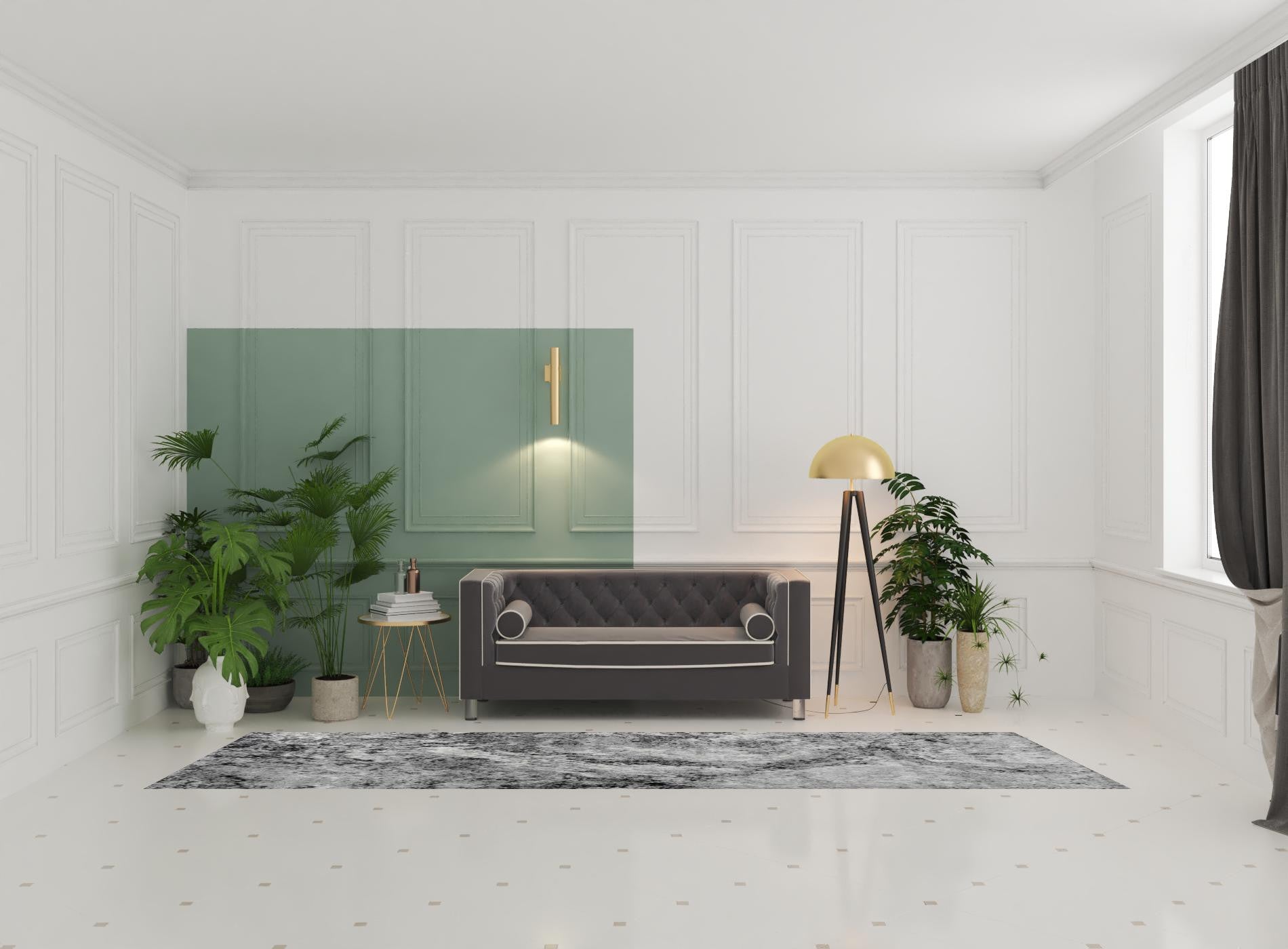 2' X 13' Grey Abstract Area Rug