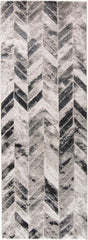 8' Beige and Black Chevron Runner Rug