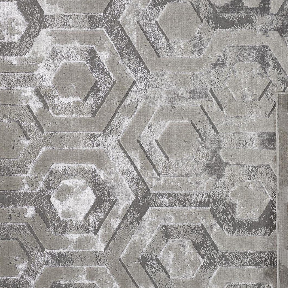 12' X 15' Gray Taupe And Silver Abstract Area Rug
