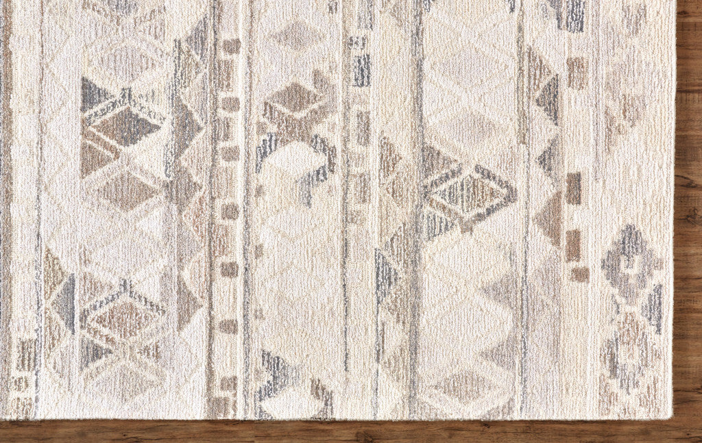 5' X 8' Ivory Tan And Gray Wool Abstract Tufted Handmade Area Rug