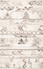 5' X 8' Ivory Tan And Gray Wool Abstract Tufted Handmade Area Rug