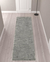 10' Gray Abstract Hand Woven Runner Rug