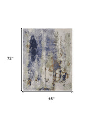 4' x 6' Blue and Ivory Abstract Power Loom Area Rug