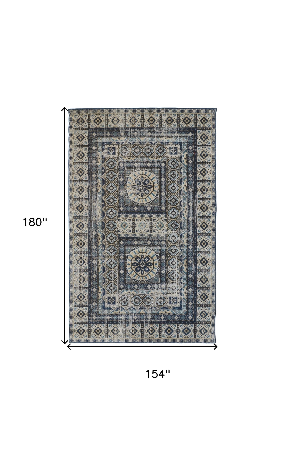 13' X 15' Abstract Power Loom Distressed Area Rug