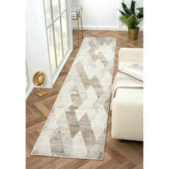 2' X 10' Gray Geometric Runner Rug