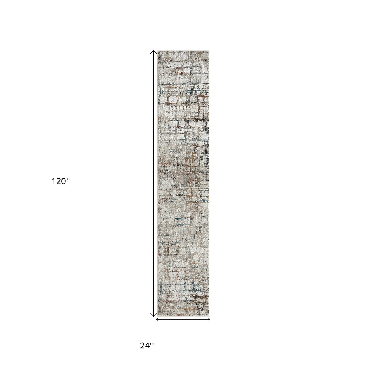 2' X 10' Gray Abstract Distressed Runner Rug
