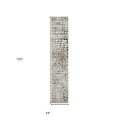 2' X 10' Gray Abstract Distressed Runner Rug