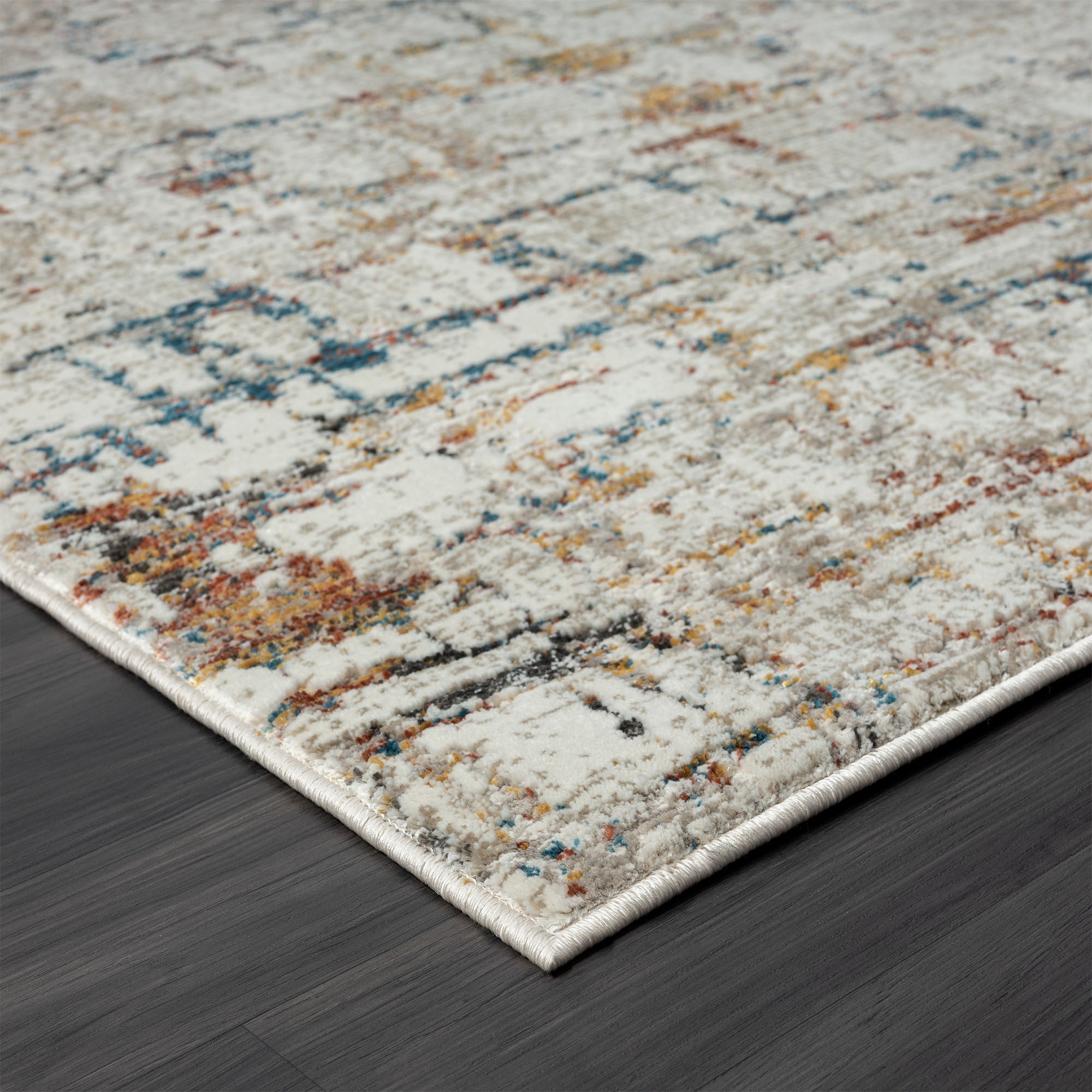 2' X 10' Gray Abstract Distressed Runner Rug