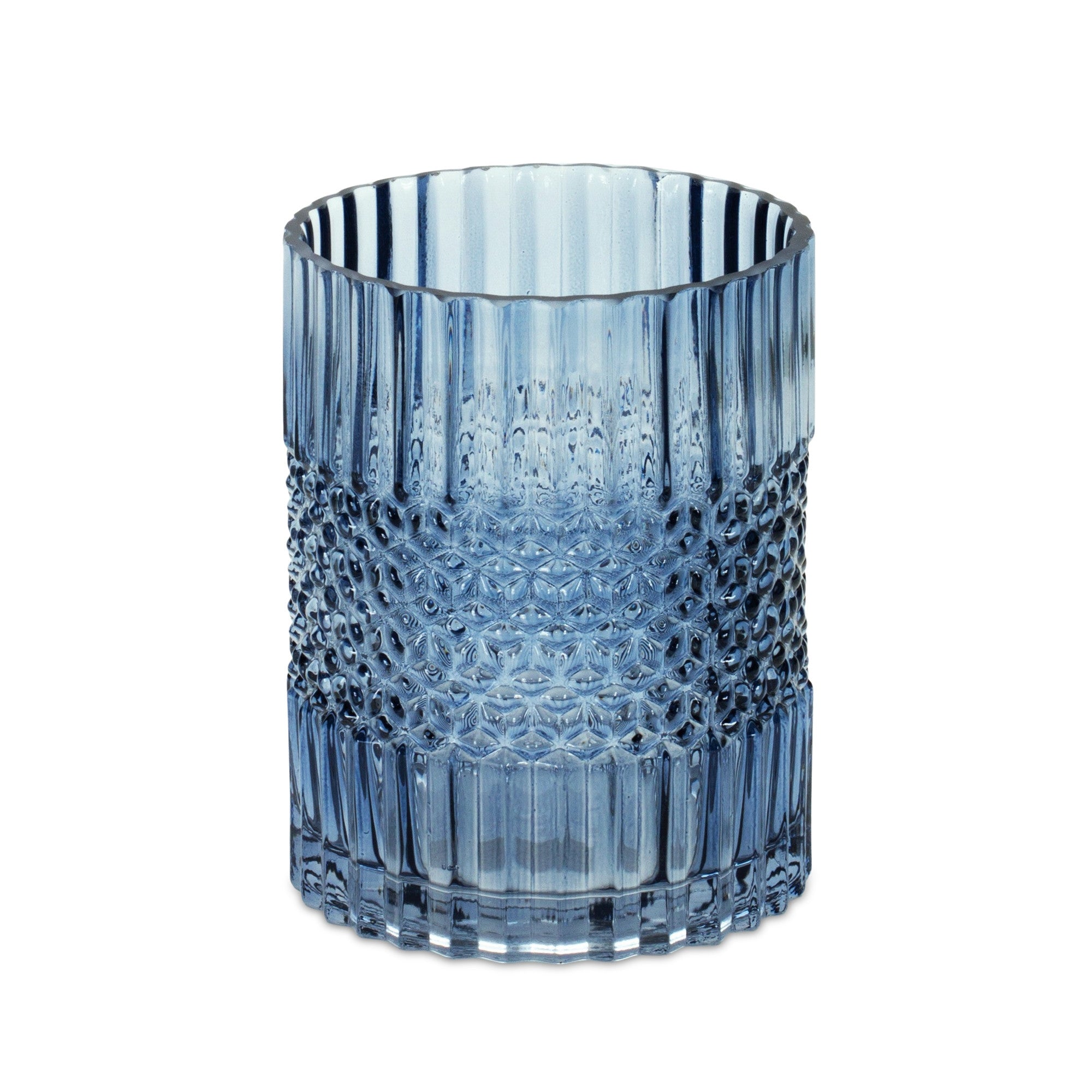 8" Crystal Glass Blue Round Table vase