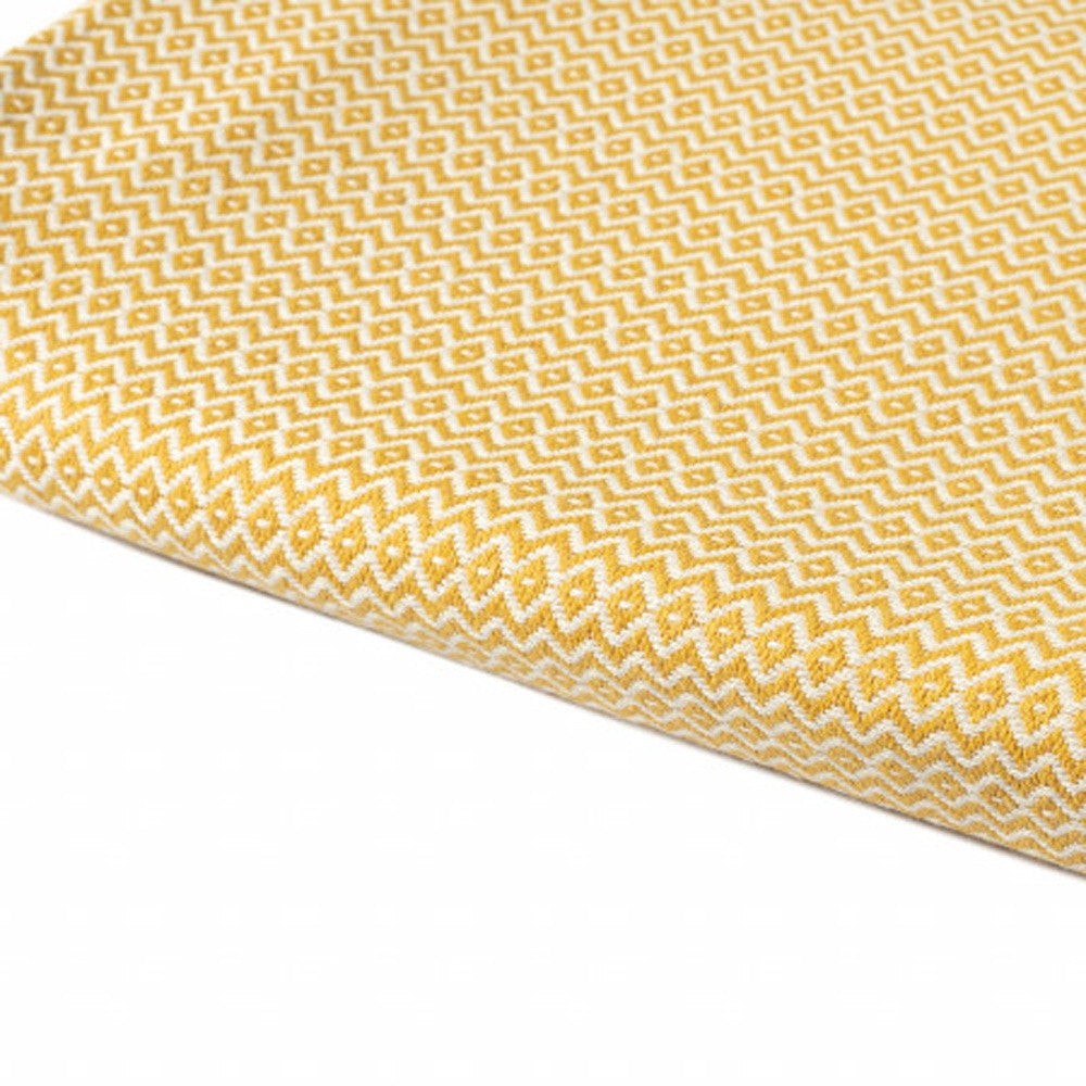 Yellow Woven Cotton Geometric Throw Blanket