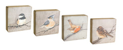 Set Of Four Brown Solid Wood Bird Wall Decor