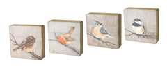 Set Of Four Brown Solid Wood Bird Wall Decor