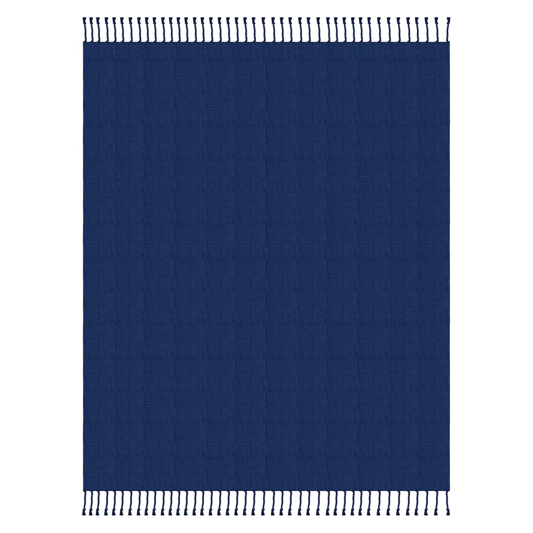 Blue Woven Cotton Solid Color Throw Blanket