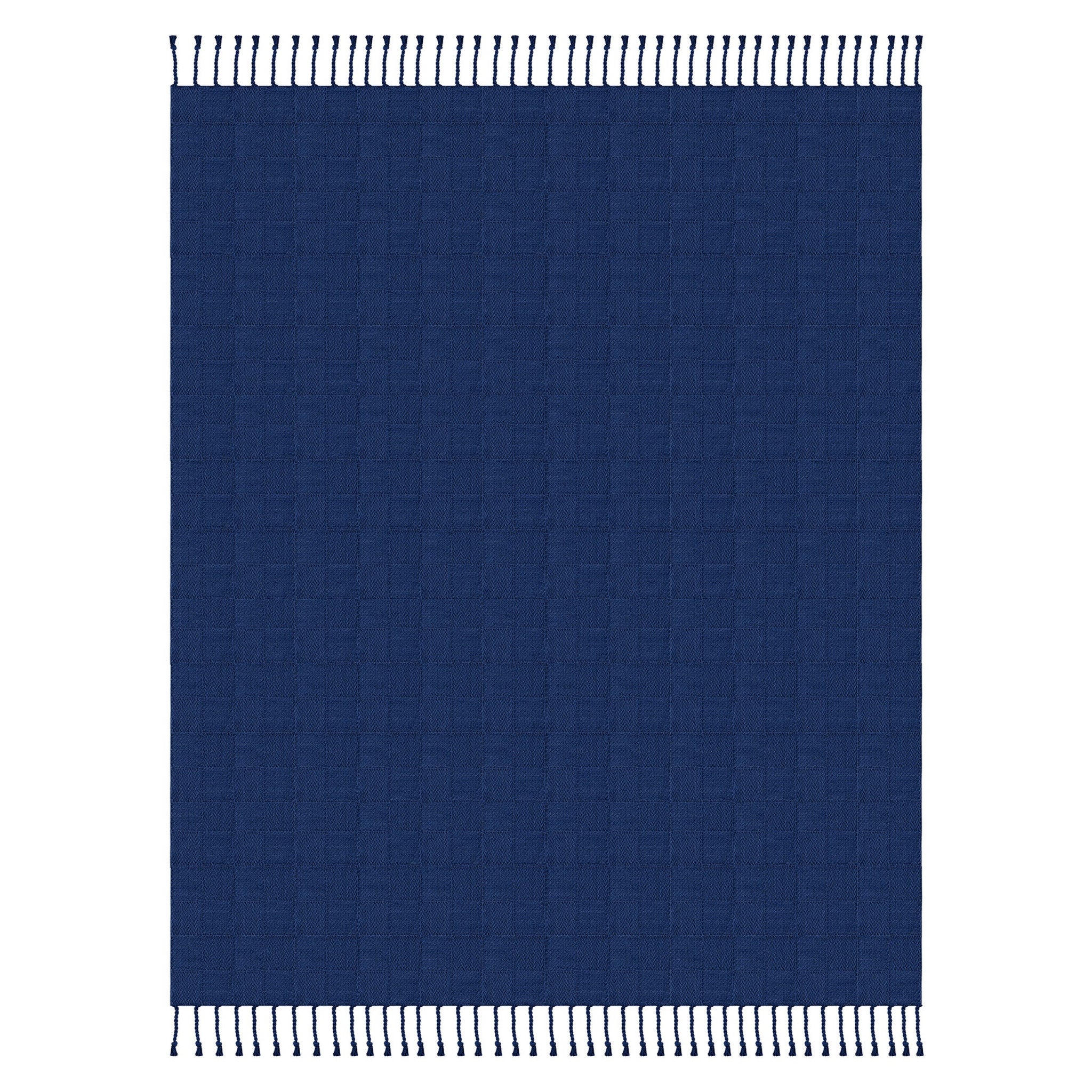 Blue Woven Cotton Solid Color Throw Blanket