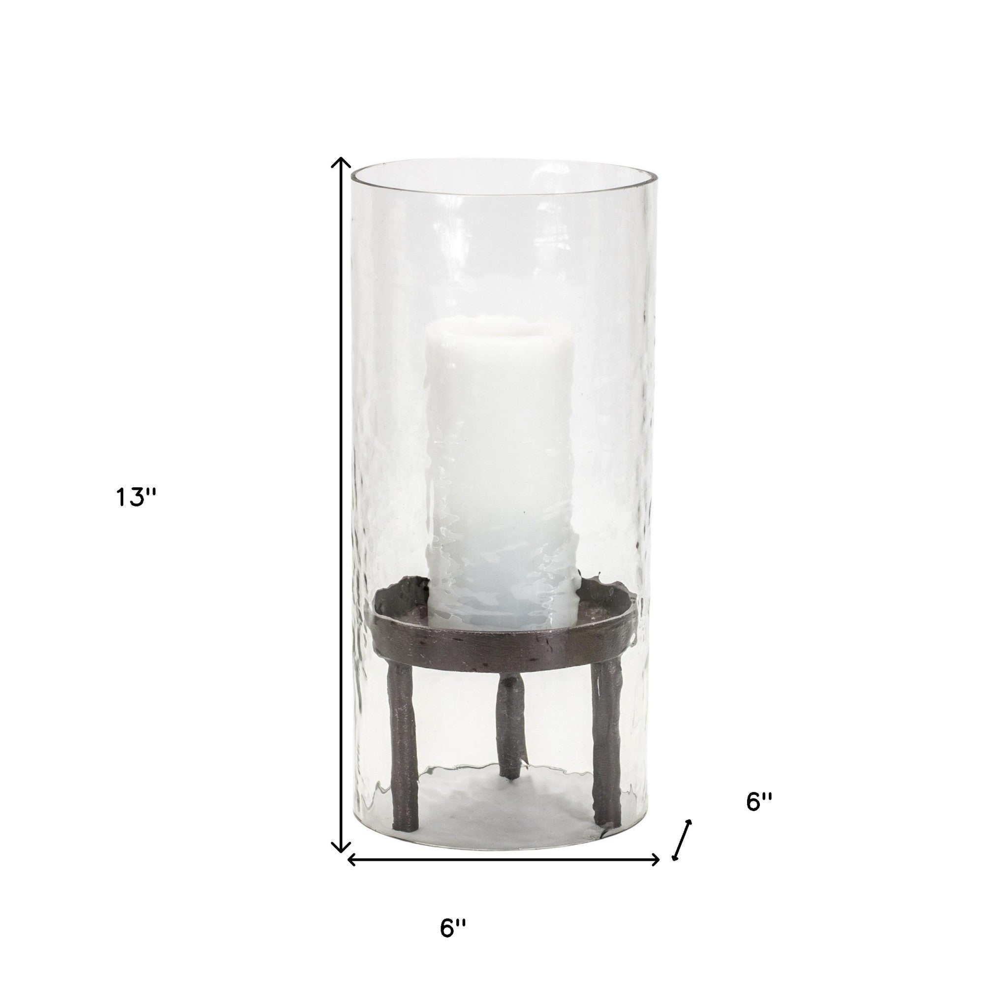 13" Black Flameless Tabletop Hurricane Candle Holder