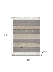 Gray Woven Cotton Striped Throw Blanket